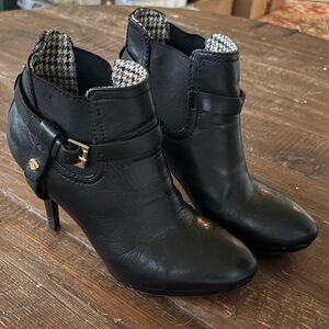 Tommy Hilfiger Black Ankle Booties with Gold Buckle